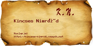 Kincses Nimród névjegykártya